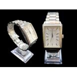 Emporio Armani Gent's Watch, silver tone bracelet strap, white patterned dial with Armani insignia,