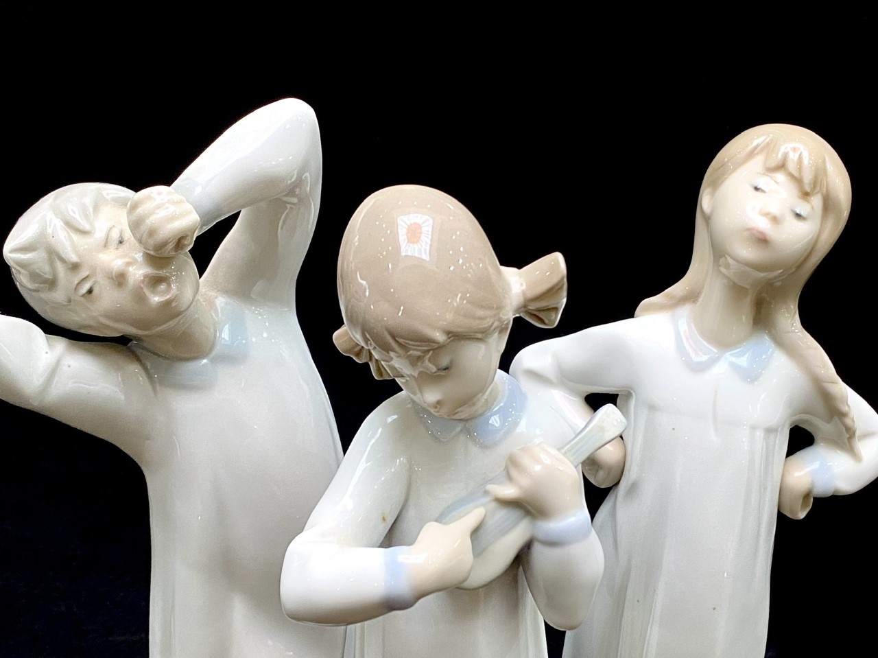 Three Lladro Figures, comprising 9" girl Lladro girl in nightdress, hands on hips, - Image 3 of 3