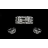 18ct White Gold Greek Key Design Ring approx 52 round cut diamonds est weight 1 carat fully