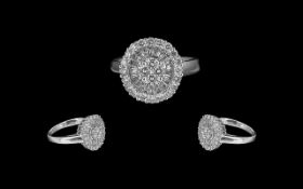 Ladies Superb Quality 18ct White Gold 'Wheel of Life' Baguette and Excellent Cut Diamond Set Dress