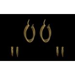 Pair of 9ct Gold Hoop Earrings By Goldsmiths Jewellers.