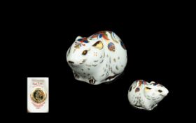 Royal Crown Derby Bank Vole Paperweight, With Gold Stopper. Full Marks to Base. Approx Size 4 by 1.