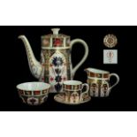 Royal Crown Derby Impressive 15 Piece Old Imari Single 22ct Gold Banded Coffee Set. Pattern No.