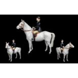 Beswick Hand Painted Rider and Horse Figure ' Huntswoman ' White Colour way Horse. Model no 1730.
