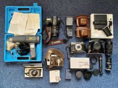 Collection of Vintage Cameras, comprising Canon Ultrasonic Digital Camera, Zeiss Icon,