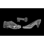Waterford Crystal - Three Pieces of Waterford Crystal, comprising a ladies heeled shoe,