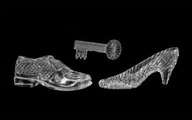 Waterford Crystal - Three Pieces of Waterford Crystal, comprising a ladies heeled shoe,