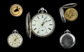 Victorian Period Sterling Silver Fusee Open Faced Pocket Watch, hallmark Chester 1877. Movement No.