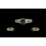 Ladies 18ct Gold Contemporary Design Sapphire & Diamond Set Ring,