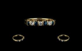 14ct Gold Attractive Sapphire & Diamond Set Ring, full hallmark for 14 ct to shank.