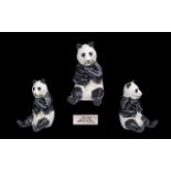 Beswick Pair of Hand Painted Panda Figures -1/ Panda ' Chi Chi ' First Version with Bamboo Shoot.