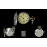 Lancashire Watch Co Sterling Silver English Lever Key-less Full Hunter Pocket Watch with Sterling