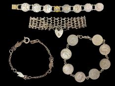 Collection of ( 4 ) Silver Bracelets.