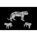 Swarovski Silver Crystal Wild Animal Figure 'Tiger', designed by Michael Stamey, code no.