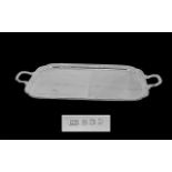 Elizabeth II Superb Quality Sterling Silver Twin Handle Gallery Tray of Rectangle Form with Stepped
