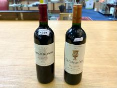 Two Bottles of Quality Red Wine, comprising Marquis de Mons Margaux 2015,