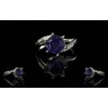 Amethyst Star Cut Ring, an unusual cut of amethyst in the form of a softened star shape, weighing