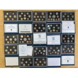 Royal Mint Year Proof Coin Sets, 16 sets to include 1984, 85, 2 x 86, 87, 2 x 88, 89, 90, 91,