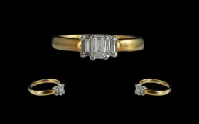 18ct Gold Good Quality 3 Stone Diamond Set Ring. Full Hallmark to Interior of Shank.