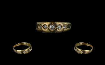 Victorian Period 1837-1901 Good Quality 18ct Gold 5 Stone Diamond Set Band Ring.