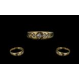 Victorian Period 1837-1901 Good Quality 18ct Gold 5 Stone Diamond Set Band Ring.