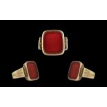 Gents 14ct Gold - Good Quality Bloodstone Set Ring, Excellent Design and Form.