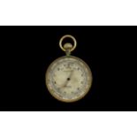 Antique Pocket Barometer dial marked by F. Kuhn Luzern 47mm gilt metal case.