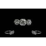 18ct White Gold Superb Quality 3 Stone Diamond Set Ring, full hallmark to interior of shank,