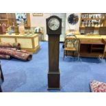 Grandmother Clock Westminster chime, silvered dial with Chapter numerals. Of small form measuring 55