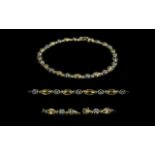 18ct Gold Diamond Bracelet fancy links set with round brilliant cut diamonds overall length 8