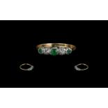 Ladies 9ct Gold Attractive Emerald & Diamond Set Ring, marked 9ct to shank. Ring size P. Weight 1.