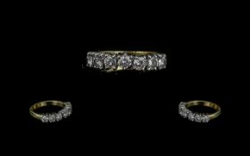 18ct Gold Attractive Seven Stone Diamond Set Ring, marked 750 to interior of shank.