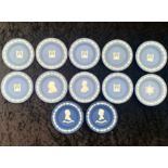 Wedgwood Blue Jasper Ware Assorted Round Dishes 12 in total. All in very good condition with