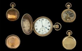 Swiss Made 1920's 15 Jewels Gold Filled Keyless Full Hunter Pocket Watch.