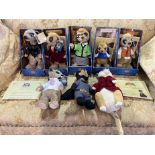 A Collection of Eight Meerkats Collectible Toys, mostly boxed, including Bogdan, Yakov, Maiya,