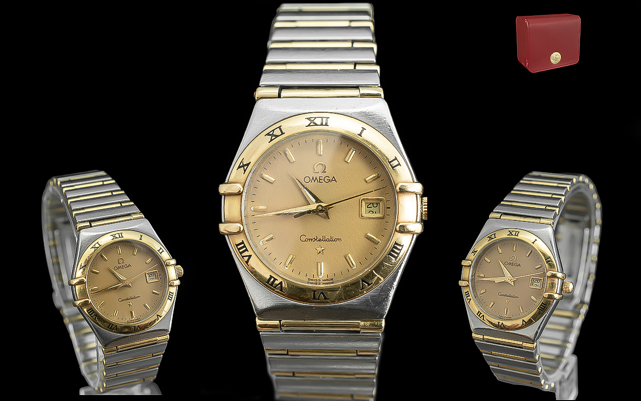 Omega - Constellation Ladies 18ct Gold and Steel Automatic Wrist Watch.