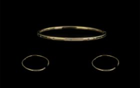 Ladies 9ct Gold & Diamond Set Bangle From Goldsmiths Jewellers. In As New Condition.