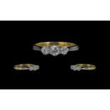 Ladies 18ct Gold Attractive 3 Stone Diamond Set Ring. Full Hallmark to Shank.
