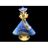 Mid Century Murano Figure of a Lady. In Stylish Blue Dress and Hat.