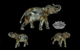 Swarovski S C S Annual Edition 2013 Superb Cut Crystal Animal Figure 'Cinta Elephant', (gold tone),