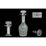 Edwardian Period Walker and Hall Superb Silver Collared and Cut Glass Decanter of Pleasing