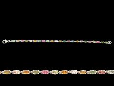 Colours of Tourmaline Tennis Bracelet, oval cut tourmalines in the beautiful, rich,