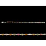 Colours of Tourmaline Tennis Bracelet, oval cut tourmalines in the beautiful, rich,