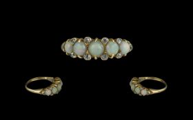 Antique Period Attractive 18ct Gold Opal & Diamond Set Ring.