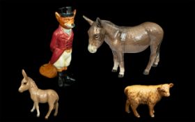 Beswick Hand Painted Collection of Animal Figures ( 4 ) In Total. Comprises 1/ Highland Calf.