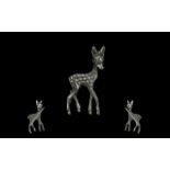 Exquisite Antique Period Platinum Brooch In the Form of a Fawn / Deer of Small Proportions.