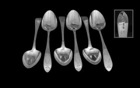 Irish Set of Six Superb Sterling Silver Large Table Spoons with clear hallmark for Dublin 1805,