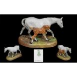 Royal Doulton Hand Painted Horses Figure ' Gude Grey Mare and Foal ' HN2532. Designer W.M.Chance.