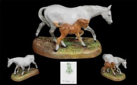Royal Doulton Hand Painted Horses Figure ' Gude Grey Mare and Foal ' HN2532. Designer W.M.Chance.
