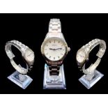 Ladies Seiko Bracelet Watch, silver tone bracelet, white dial with silver batons, date aperture.